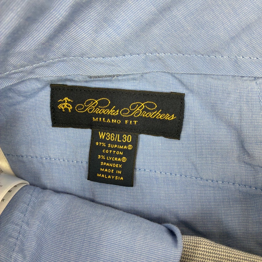 Brooks Brothers Milano Pants Mens 36x30‎ Blue Grey Supima Cotton Stretch Chino - Picture 4 of 10